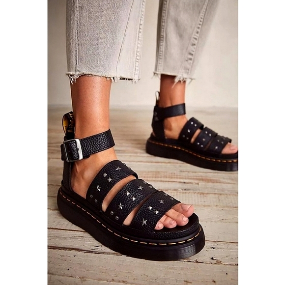 New Martens Clarissa Milled Nappa Platform Strap Sandals Size